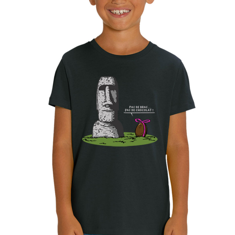 T-shirt enfant coton bio noir Pas de bras pas de chocolat (Gondrax,Humour,Fruits & Légumes)