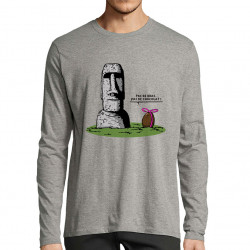 T-shirt homme manches longues gris chiné Pas de bras pas de chocolat (Gondrax,Humour,Fruits & Légumes)
