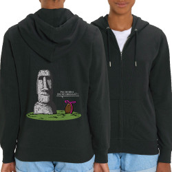 Sweat femme zippé à capuche coton bio noir Pas de bras pas de chocolat (Gondrax,Humour,Fruits & Légumes)