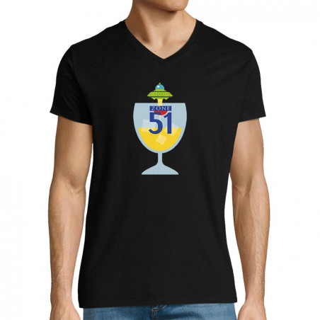 T-shirt homme col V "Zone 51"