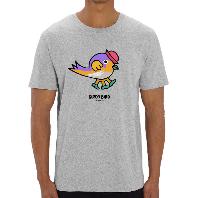 T-shirt homme coton bio gris chiné Birdy Bird (Michel Gondry,Gondry©,Animaux)