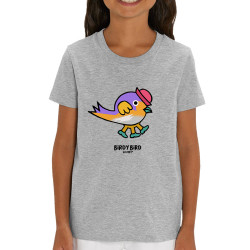 T-shirt enfant coton bio gris chiné Birdy Bird (Michel Gondry,Gondry©,Animaux)