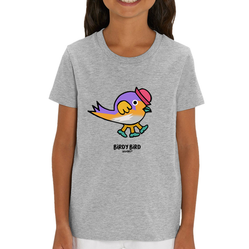 T-shirt enfant coton bio gris chiné Birdy Bird (Michel Gondry,Gondry©,Animaux)