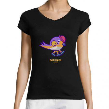 T-shirt femme col V "Birdy...