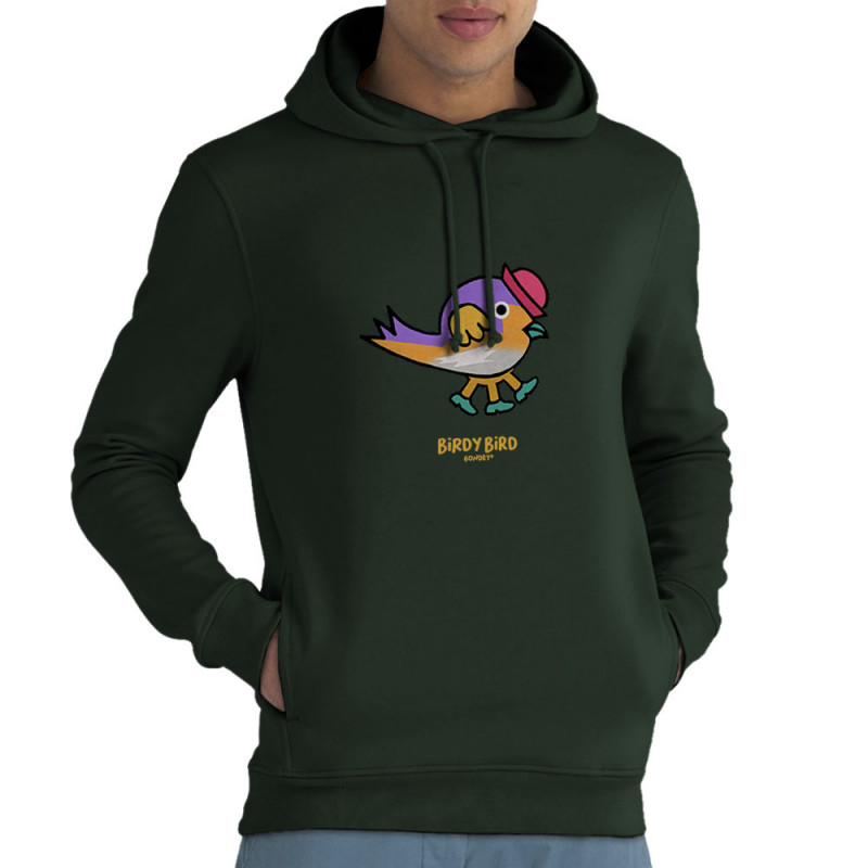 Sweat homme à capuche coton bio vert foncé Birdy Bird (Michel Gondry,Gondry©,Animaux)