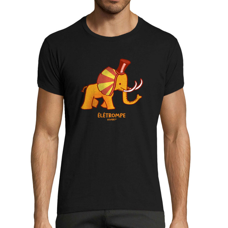T-shirt homme fit noir élétrompe (Michel Gondry,Gondry©,Animaux)