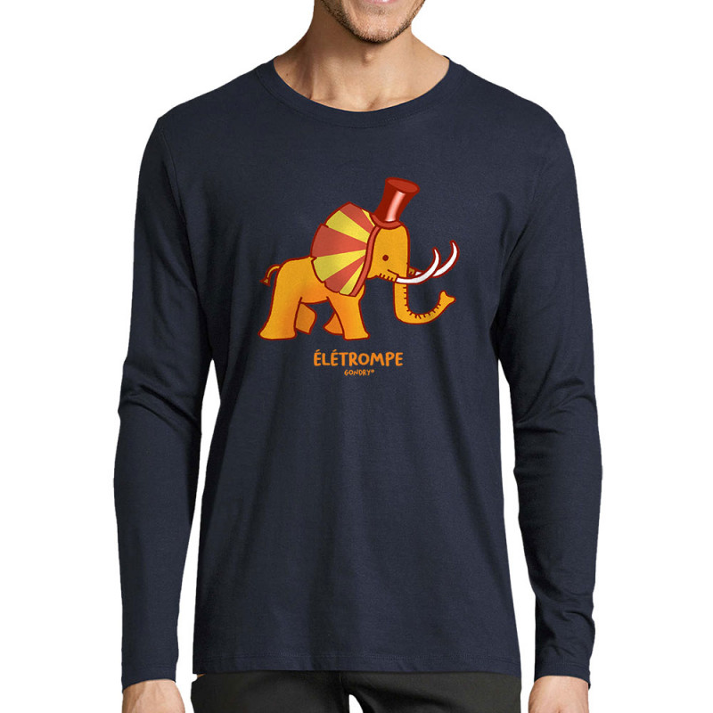 T-shirt homme manches longues bleu marine élétrompe (Michel Gondry,Gondry©,Animaux)
