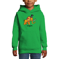 Sweat enfant à capuche vert prairie élétrompe (Michel Gondry,Gondry©,Animaux)