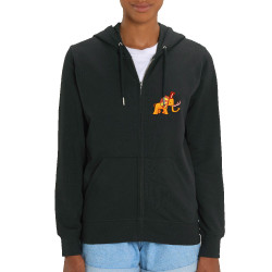 Sweat femme zippé à capuche coton bio noir élétrompe (Michel Gondry,Gondry©,Animaux)