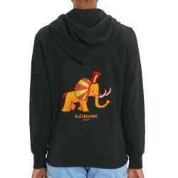 Sweat femme zippé à capuche coton bio noir élétrompe (Michel Gondry,Gondry©,Animaux)