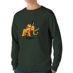 Sweat homme bio col rond vert foncé élétrompe (Michel Gondry,Gondry©,Animaux)
