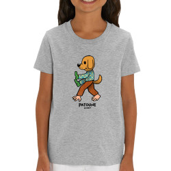T-shirt enfant coton bio gris chiné Patoune (Michel Gondry,Gondry©,Animaux)