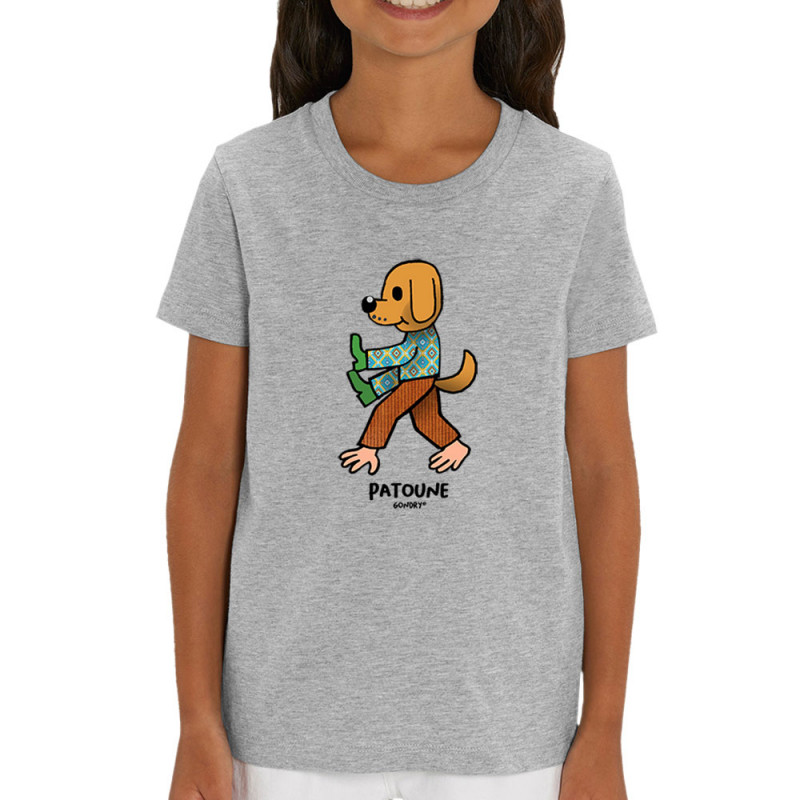 T-shirt enfant coton bio gris chiné Patoune (Michel Gondry,Gondry©,Animaux)