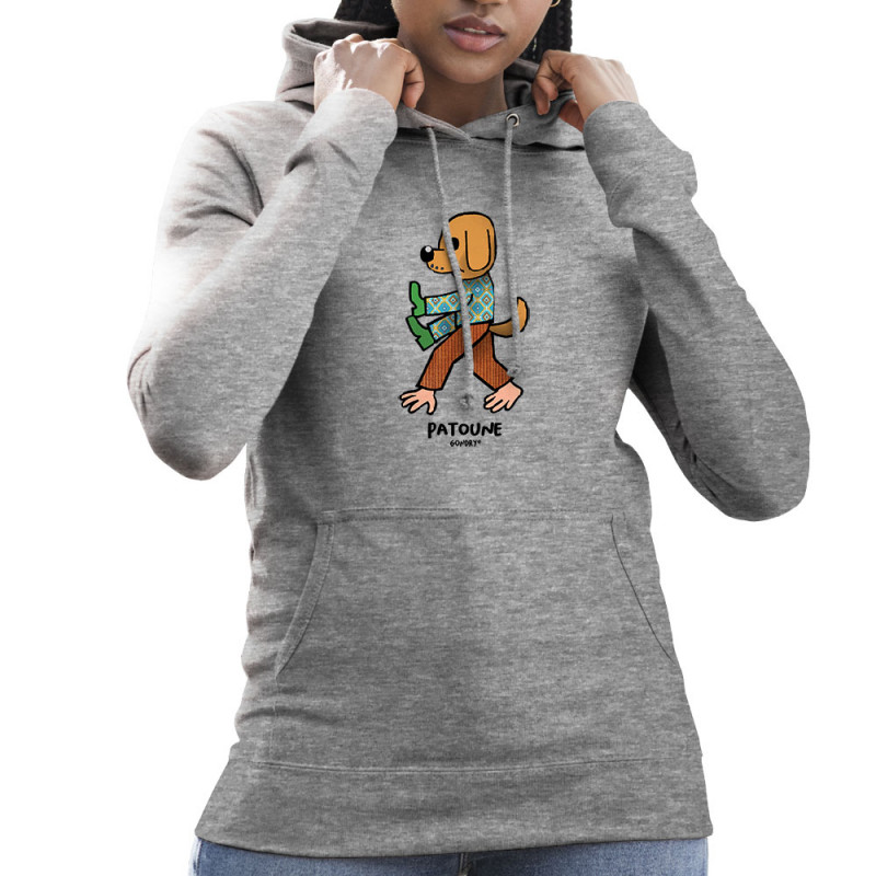 Sweat femme à capuche gris chiné Patoune (Michel Gondry,Gondry©,Animaux)