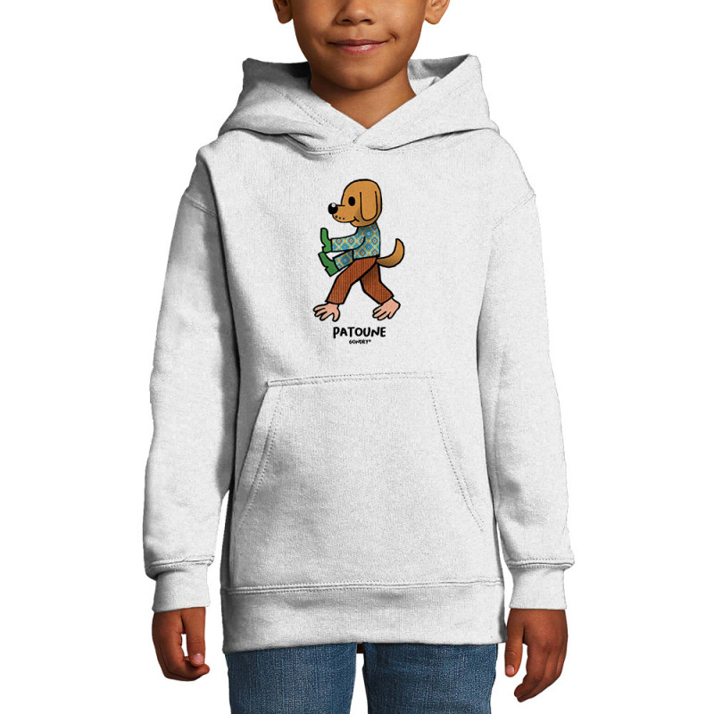 Sweat enfant à capuche blanc Patoune (Michel Gondry,Gondry©,Animaux)
