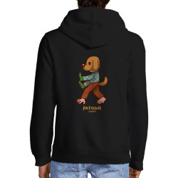 Sweat homme à capuche zippé noir Patoune (Michel Gondry,Gondry©,Animaux)