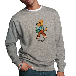 Sweat homme col rond gris chiné Patoune (Michel Gondry,Gondry©,Animaux)