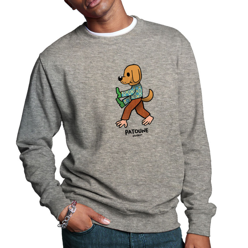 Sweat homme col rond gris chiné Patoune (Michel Gondry,Gondry©,Animaux)