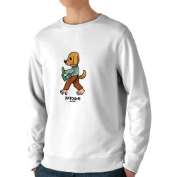 Sweat homme bio col rond blanc Patoune (Michel Gondry,Gondry©,Animaux)