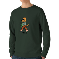 Sweat homme bio col rond vert foncé Patoune (Michel Gondry,Gondry©,Animaux)