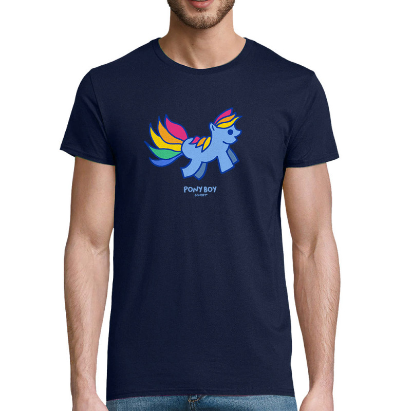 T-shirt homme coton bio bleu marine Pony Boy (Michel Gondry,Gondry©,Animaux)