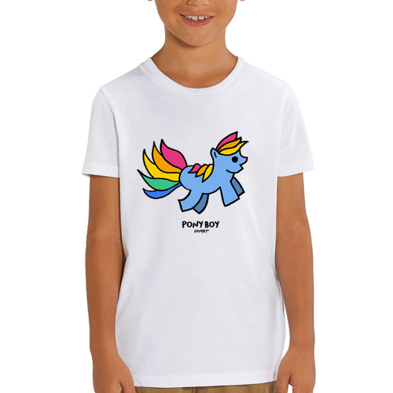T-shirt enfant coton bio blanc Pony Boy (Michel Gondry,Gondry©,Animaux)