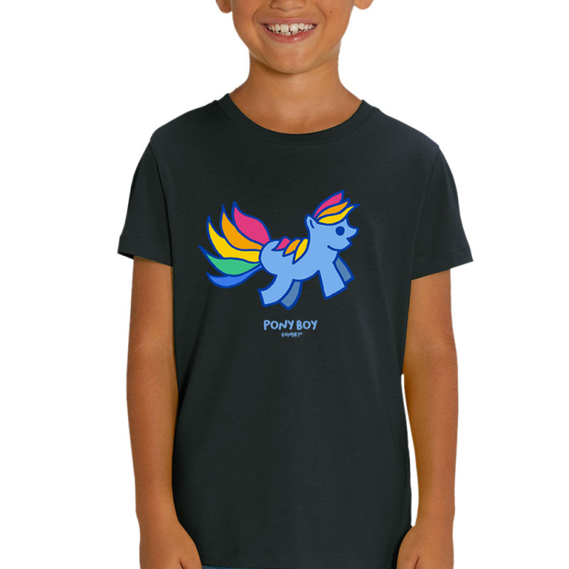 T-shirt enfant coton bio noir Pony Boy (Michel Gondry,Gondry©,Animaux)