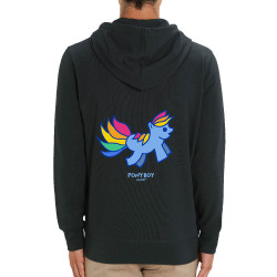 Sweat homme zippé à capuche coton bio noir Pony Boy (Michel Gondry,Gondry©,Animaux)