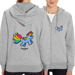 Sweat femme zippé à capuche coton bio gris chiné Pony Boy (Michel Gondry,Gondry©,Animaux)