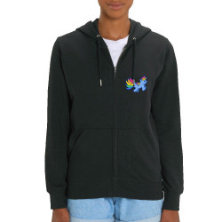 Sweat femme zippé à capuche coton bio noir Pony Boy (Michel Gondry,Gondry©,Animaux)