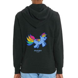 Sweat femme zippé à capuche coton bio noir Pony Boy (Michel Gondry,Gondry©,Animaux)