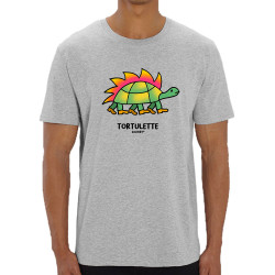 T-shirt homme coton bio gris chiné Tortulette (Michel Gondry,Gondry©,Animaux)