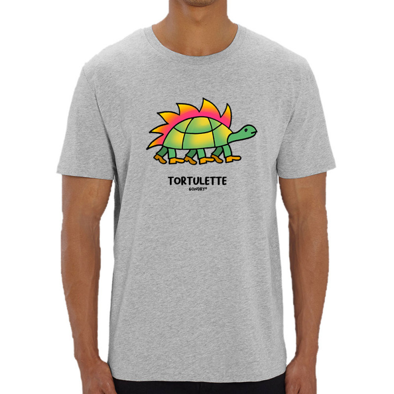 T-shirt homme coton bio gris chiné Tortulette (Michel Gondry,Gondry©,Animaux)