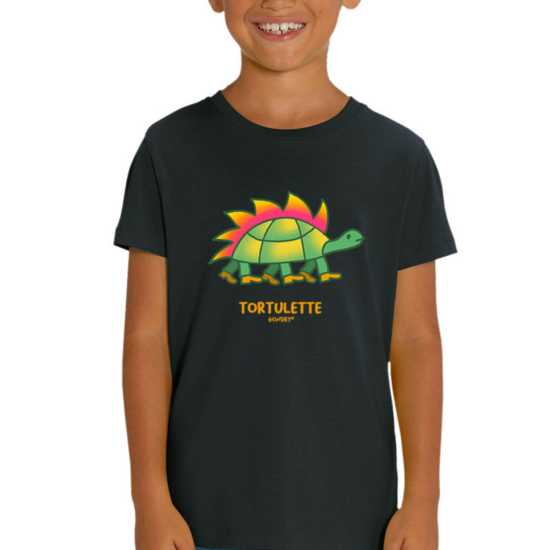 T-shirt enfant coton bio noir Tortulette (Michel Gondry,Gondry©,Animaux)