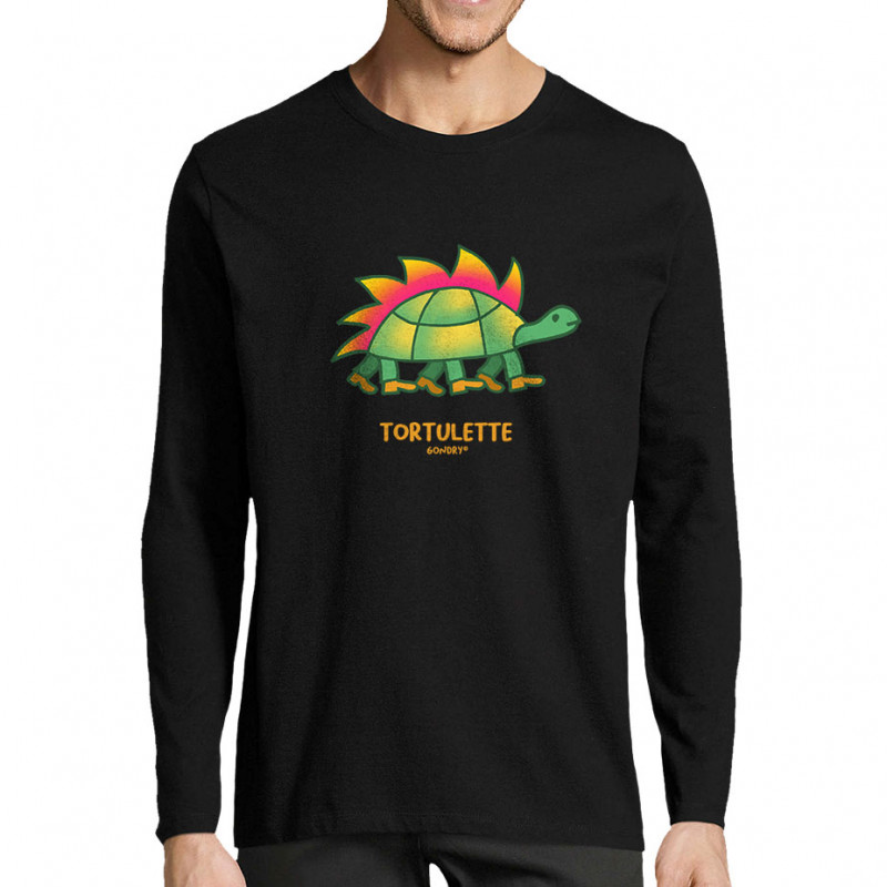 T-shirt homme manches longues noir Tortulette (Michel Gondry,Gondry©,Animaux)