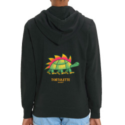 Sweat femme zippé à capuche coton bio noir Tortulette (Michel Gondry,Gondry©,Animaux)