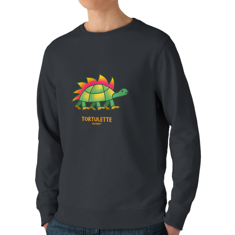 Sweat homme bio col rond gris anthracite Tortulette (Michel Gondry,Gondry©,Animaux)