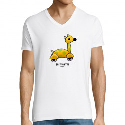 T-shirt homme col V blanc Trotulette (Michel Gondry,Gondry©,Animaux)