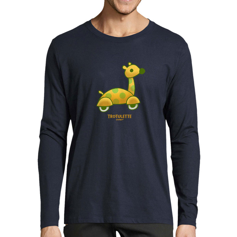 T-shirt homme manches longues bleu marine Trotulette (Michel Gondry,Gondry©,Animaux)