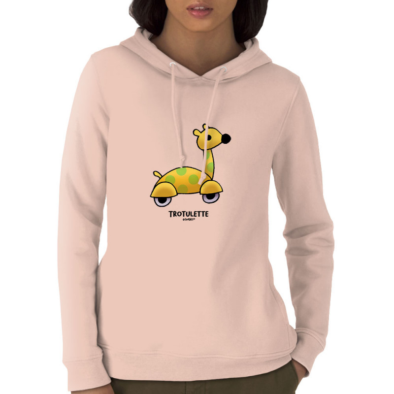 Sweat femme à capuche coton bio rose clair Trotulette (Michel Gondry,Gondry©,Animaux)