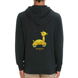 Sweat homme zippé à capuche coton bio noir Trotulette (Michel Gondry,Gondry©,Animaux)