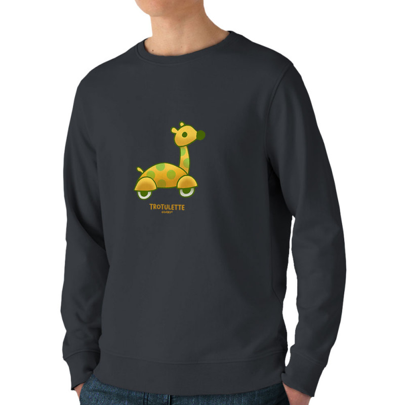 Sweat homme bio col rond gris anthracite Trotulette (Michel Gondry,Gondry©,Animaux)