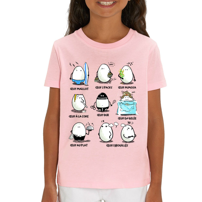 T-shirt enfant coton bio rose clair Les 9 nœufs (Gondrax,Humour,Fruits & Légumes)