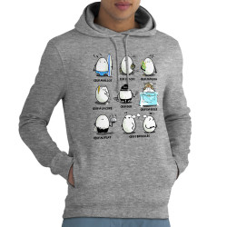 Sweat homme à capuche coton bio gris chiné Les 9 nœufs (Gondrax,Humour,Fruits & Légumes)