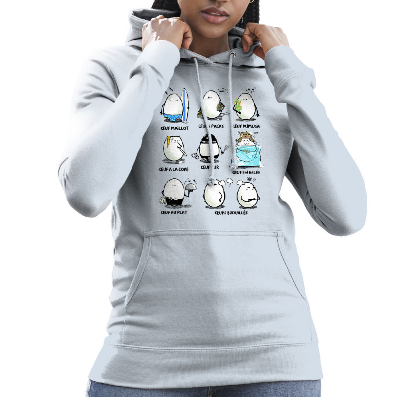 Sweat femme à capuche bleu ciel Les 9 nœufs (Gondrax,Humour,Fruits & Légumes)