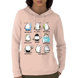 Sweat femme à capuche coton bio rose clair Les 9 nœufs (Gondrax,Humour,Fruits & Légumes)