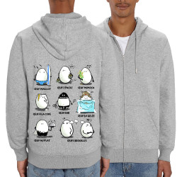 Sweat homme zippé à capuche coton bio gris chiné Les 9 nœufs (Gondrax,Humour,Fruits & Légumes)