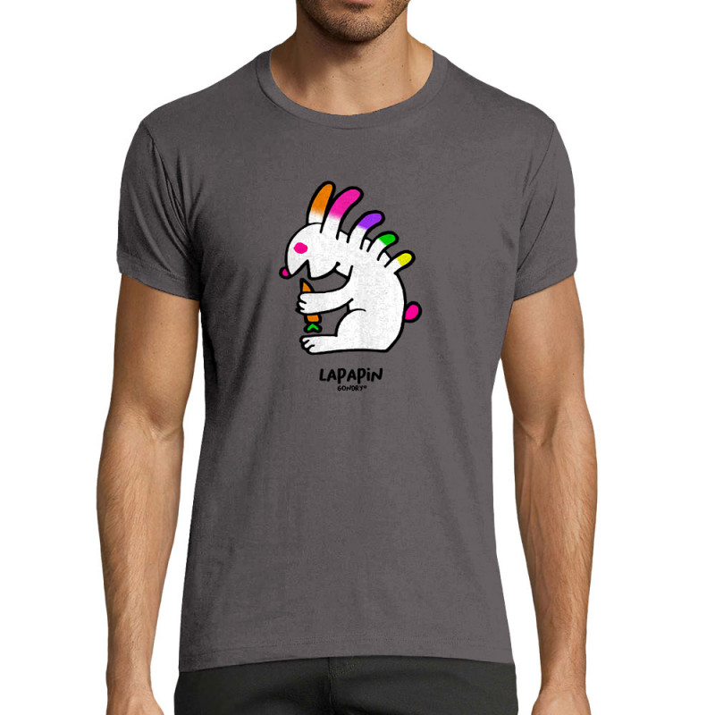 T-shirt homme fit gris foncé Lapapin (Michel Gondry,Gondry©,Animaux)