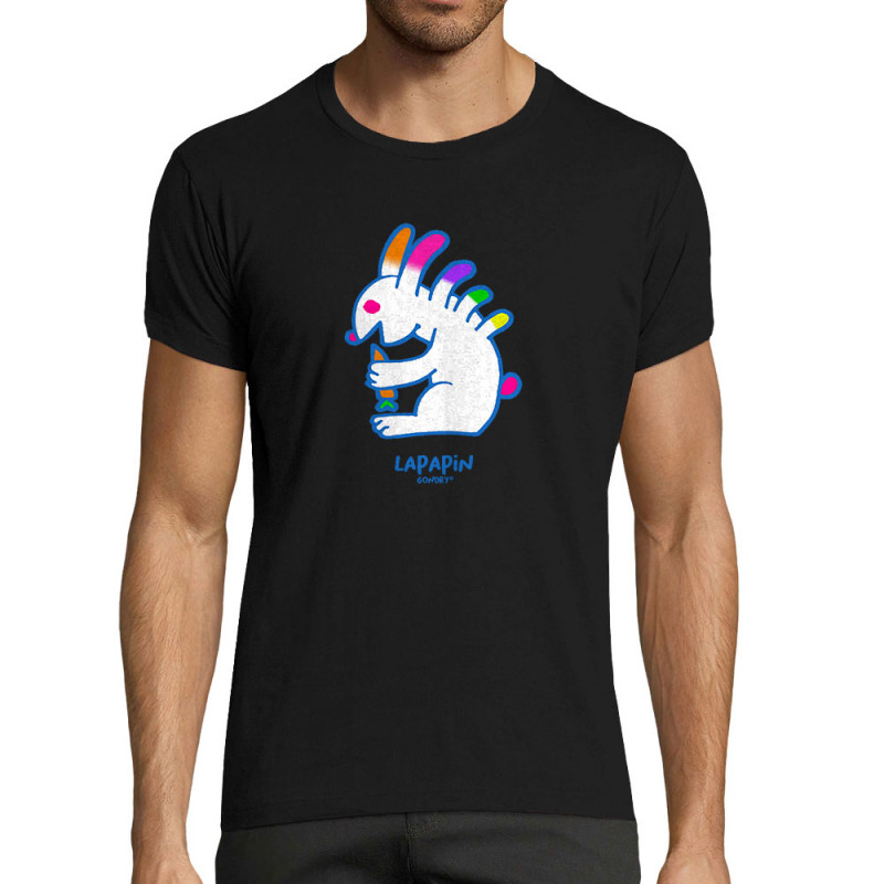 T-shirt homme fit noir Lapapin (Michel Gondry,Gondry©,Animaux)
