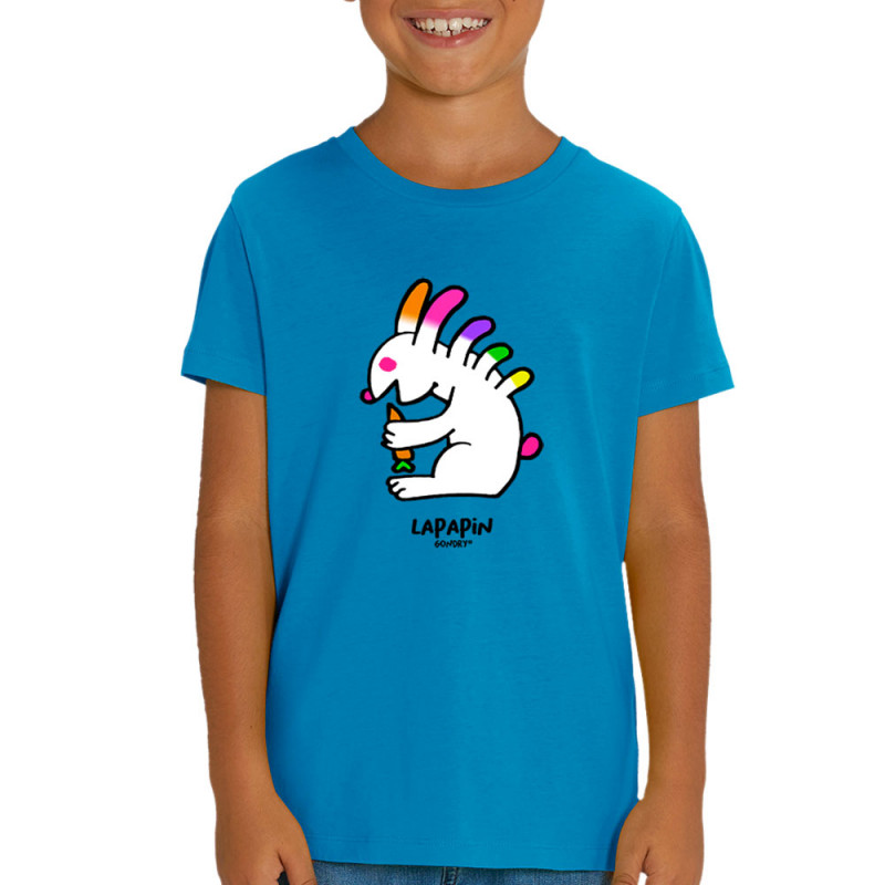 T-shirt enfant coton bio bleu azur Lapapin (Michel Gondry,Gondry©,Animaux)